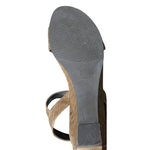 Stuart Weitzman St Barth Walnut Cork Leather Wedge Sandals size 8 MSRP $335 - Picture 8 of 9